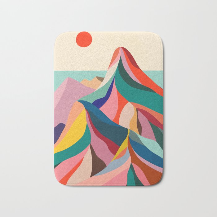 Mid Century Rainbow Mountains Bath Mat Gallery Image 1