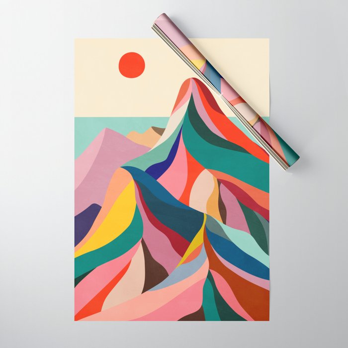 Mid Century Rainbow Mountains Wrapping Paper Gallery Image 1