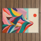 Mid Century Rainbow Mountains Outdoor Rug Gallery Image 1