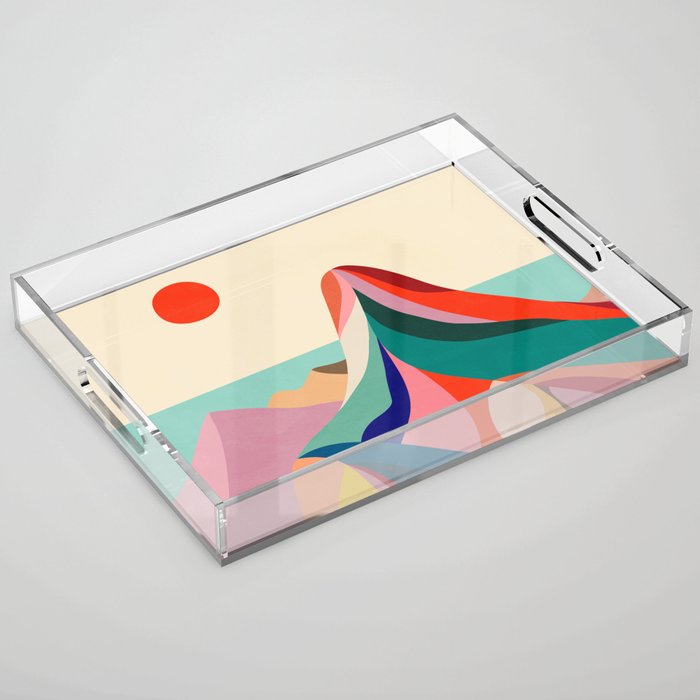 Mid Century Rainbow Mountains Acrylic Tray Gallery Image 1