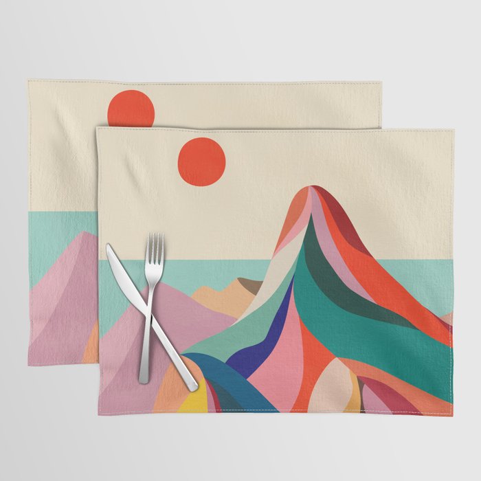 Mid Century Rainbow Mountains Placemat Gallery Image 1