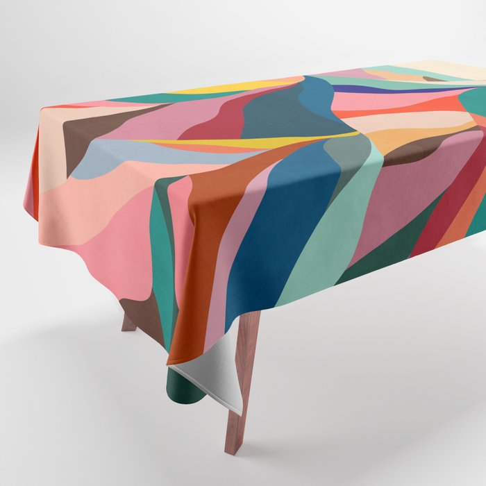Mid Century Rainbow Mountains Tablecloth Gallery Image 1