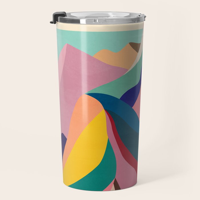 Mid Century Rainbow Mountains Travel Mug Gallery Image 3