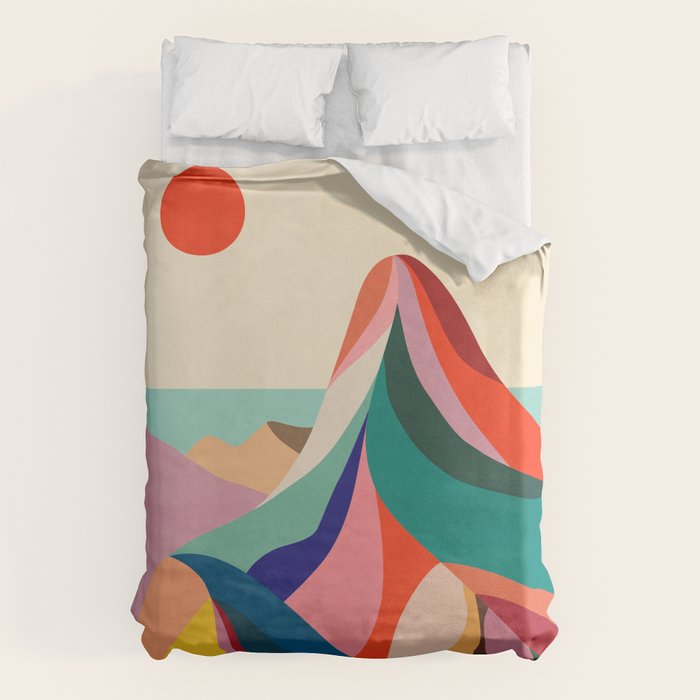 Mid Century Rainbow Mountains Duvet Cover Gallery Image 1