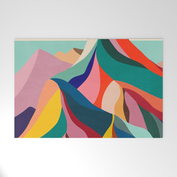 Mid Century Rainbow Mountains Welcome Mat Gallery Image 1