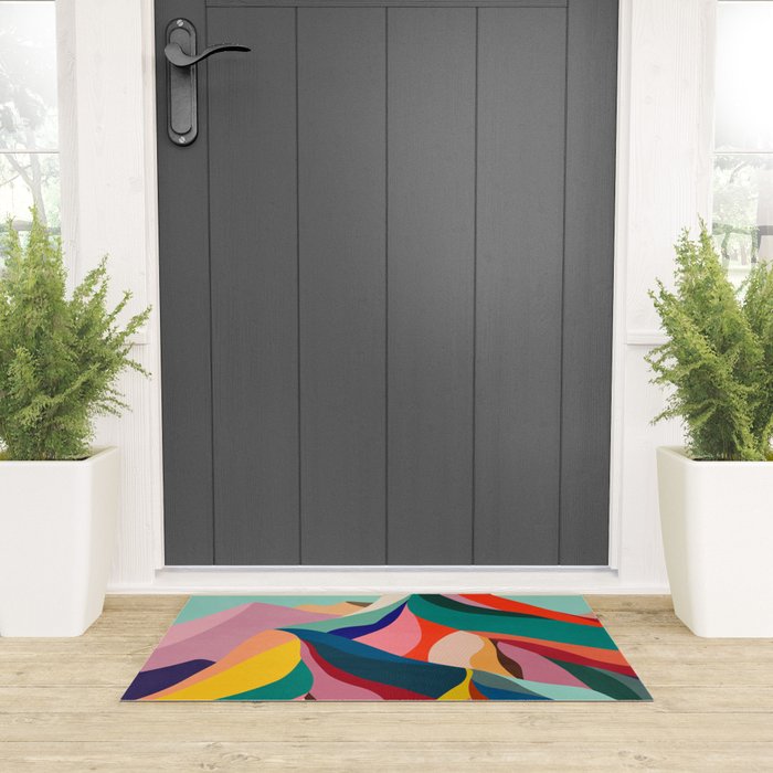 Mid Century Rainbow Mountains Welcome Mat Gallery Image 3