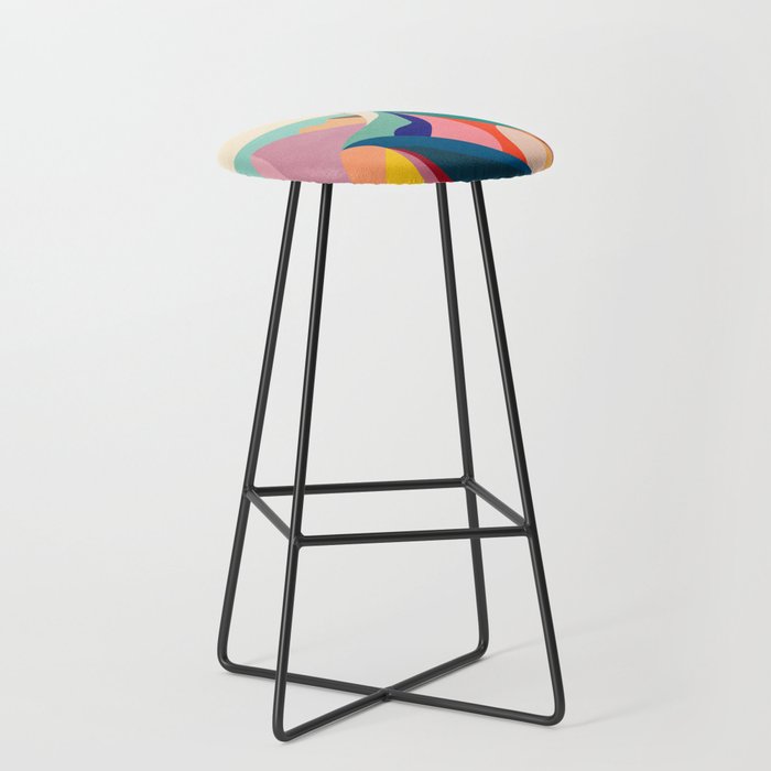 Mid Century Rainbow Mountains Stool Gallery Image 1