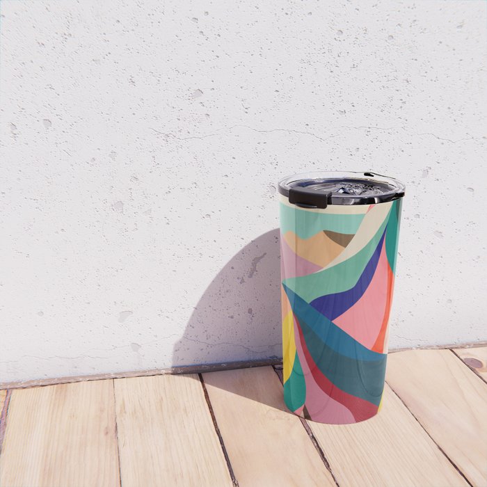 Mid Century Rainbow Mountains Travel Mug Gallery Image 4
