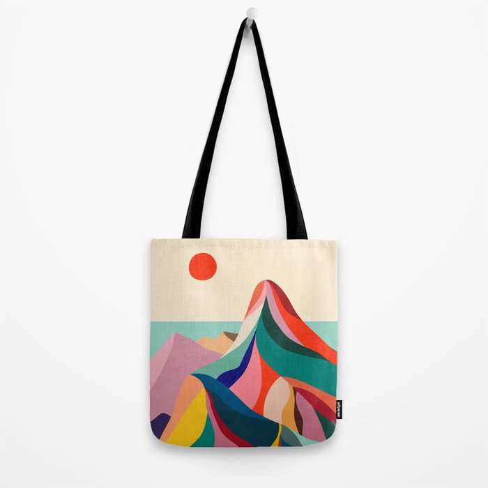 Mid Century Rainbow Mountains Tote Bag Gallery Image 2