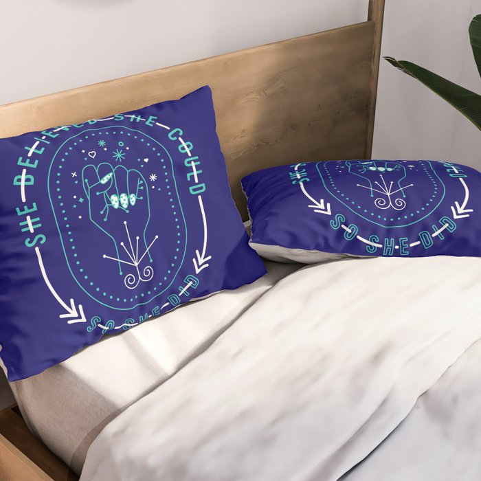 She Believed - Navy & Turquoise Palette Pillow Sham Gallery Image 2