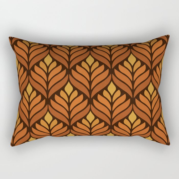 Brown Retro Flower Pattern Rectangular Pillow Gallery Image 2