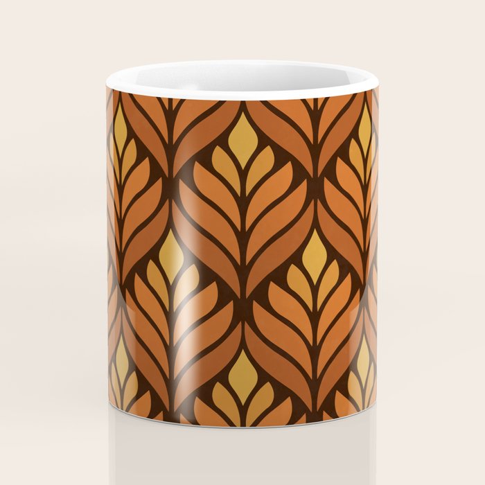 Brown Retro Flower Pattern Coffee Mug Gallery Image 4