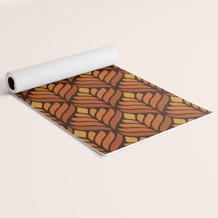 Brown Retro Flower Pattern Yoga Mat Gallery Image 2