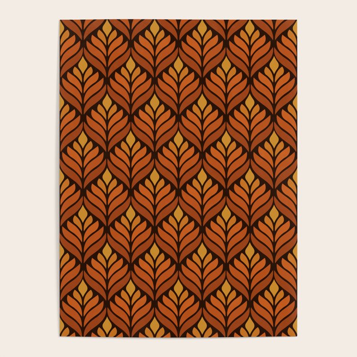 Brown Retro Flower Pattern Poster Gallery Image 4