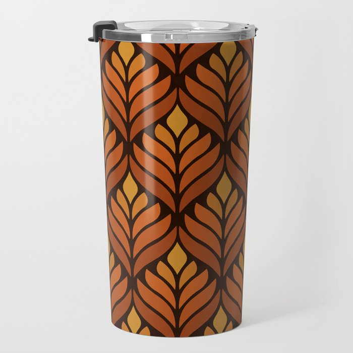 Brown Retro Flower Pattern Travel Mug Gallery Image 3