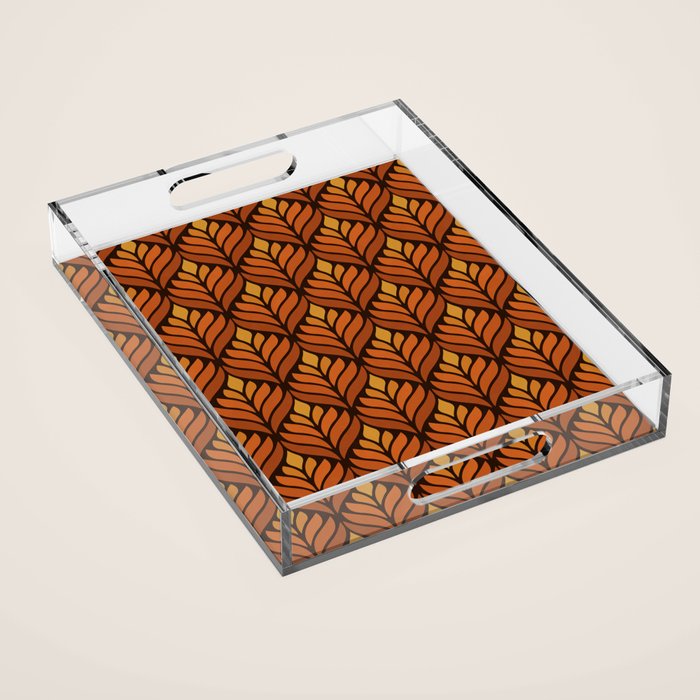 Brown Retro Flower Pattern Acrylic Tray Gallery Image 1