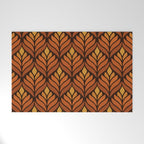 Brown Retro Flower Pattern Welcome Mat Gallery Image 1