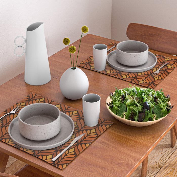Brown Retro Flower Pattern Placemat Gallery Image 2