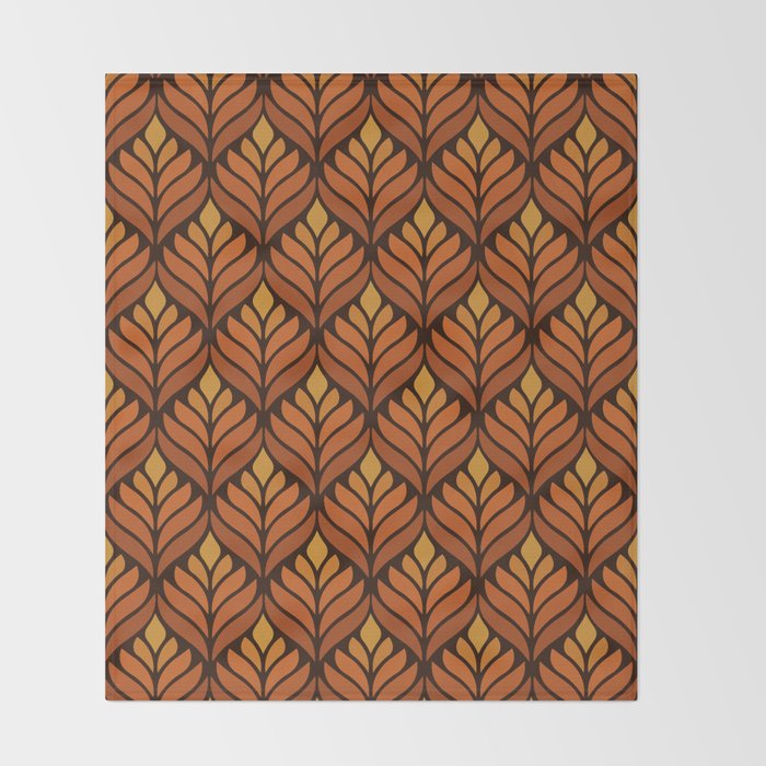 Brown Retro Flower Pattern Throw Blanket Gallery Image 2