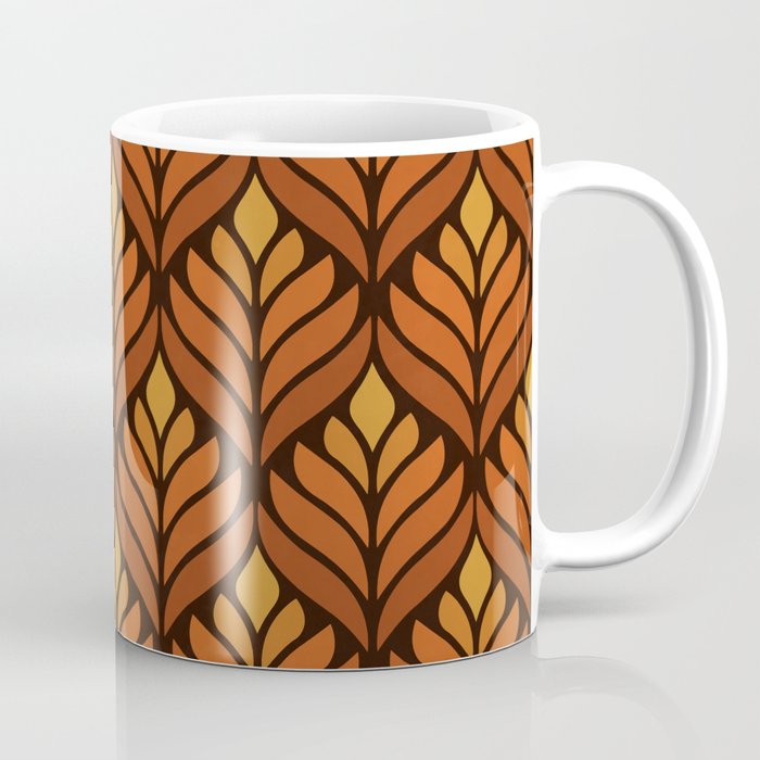 Brown Retro Flower Pattern Coffee Mug Gallery Image 1
