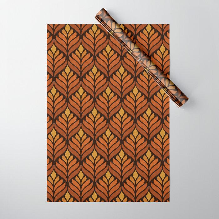 Brown Retro Flower Pattern Wrapping Paper Gallery Image 1