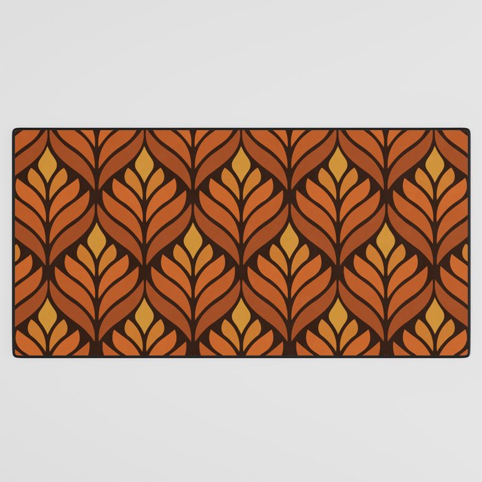 Brown Retro Flower Pattern Desk Mat Gallery Image 3