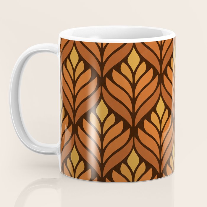 Brown Retro Flower Pattern Coffee Mug Gallery Image 3