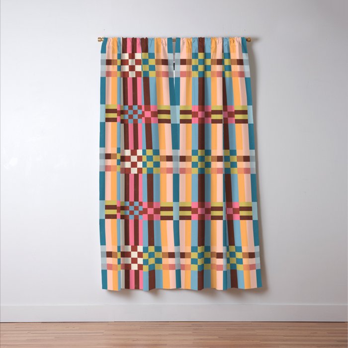 Woven Checks and Stripes Multicolored Window Curtain Gallery Image 3