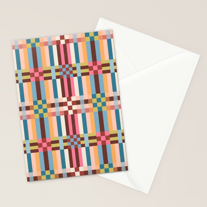 Woven Checks and Stripes Multicolored Stationery Card Gallery Image 2
