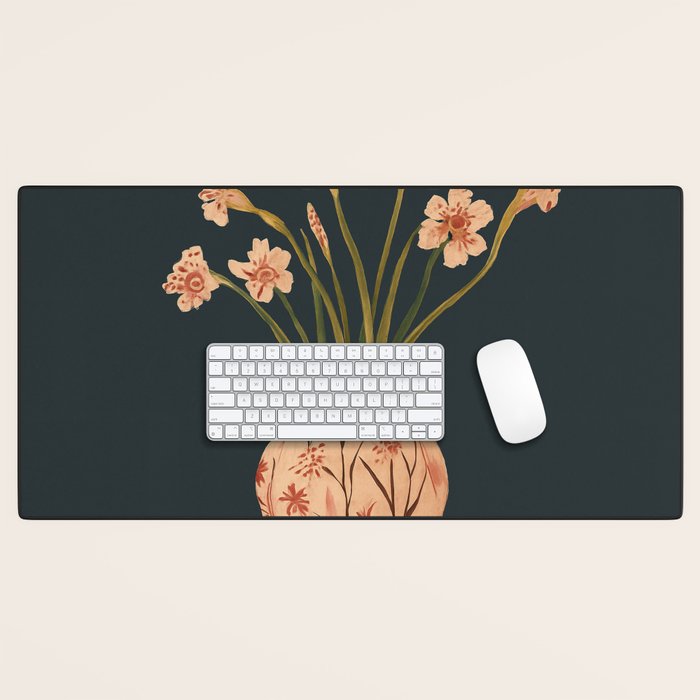 Blush Blooms in Painted Vase Desk Mat Gallery Image 1