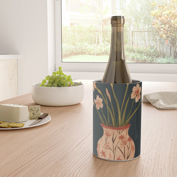 Blush Blooms in Painted Vase Wine Chiller Gallery Image 4