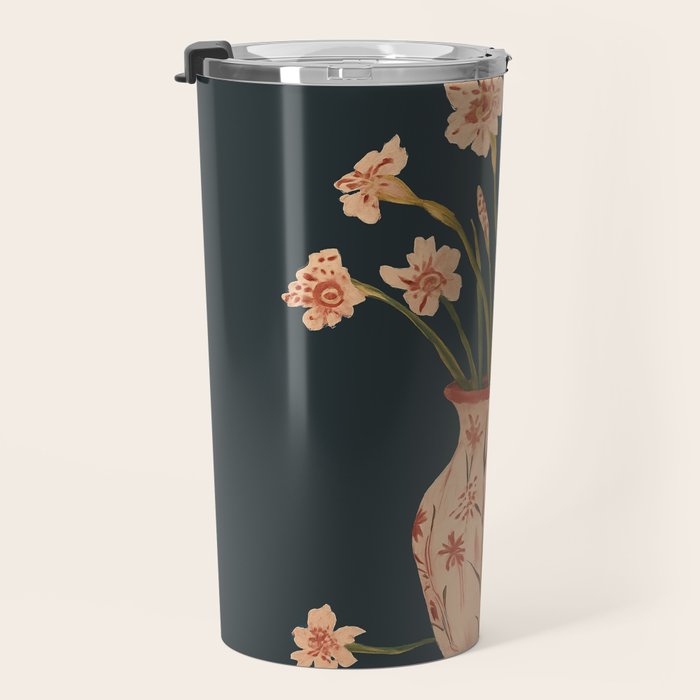 Blush Blooms in Painted Vase Travel Mug Gallery Image 3