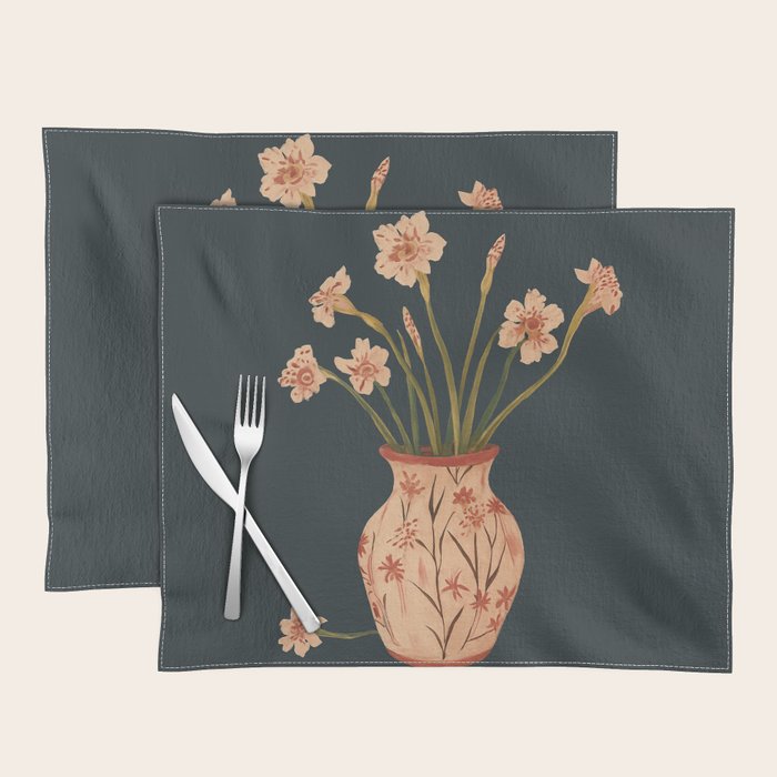 Blush Blooms in Painted Vase Placemat Gallery Image 1