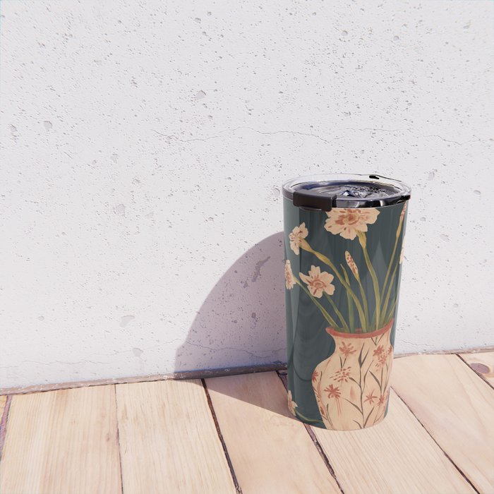 Blush Blooms in Painted Vase Travel Mug Gallery Image 4