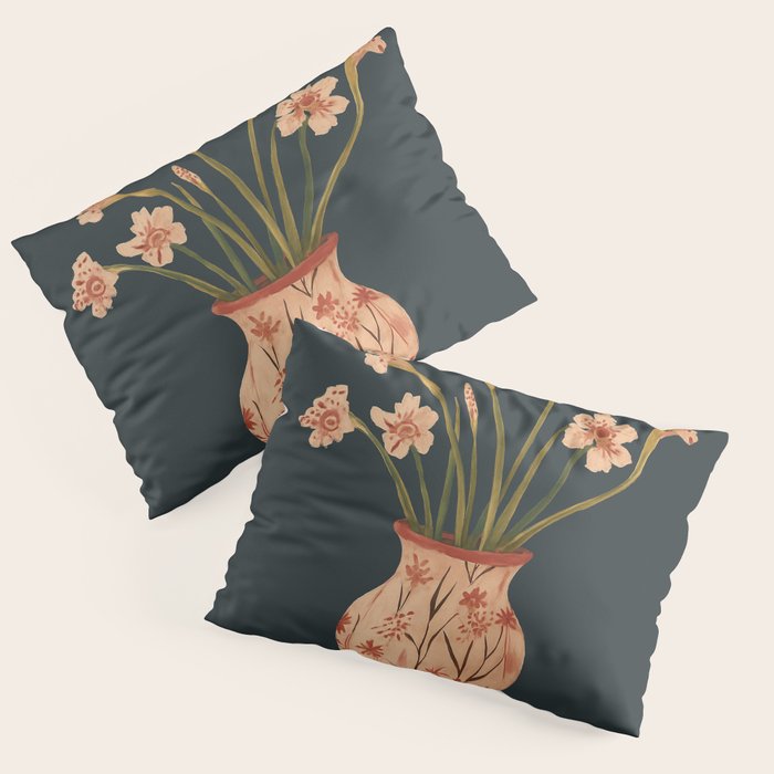Blush Blooms in Painted Vase Pillow Sham Gallery Image 3