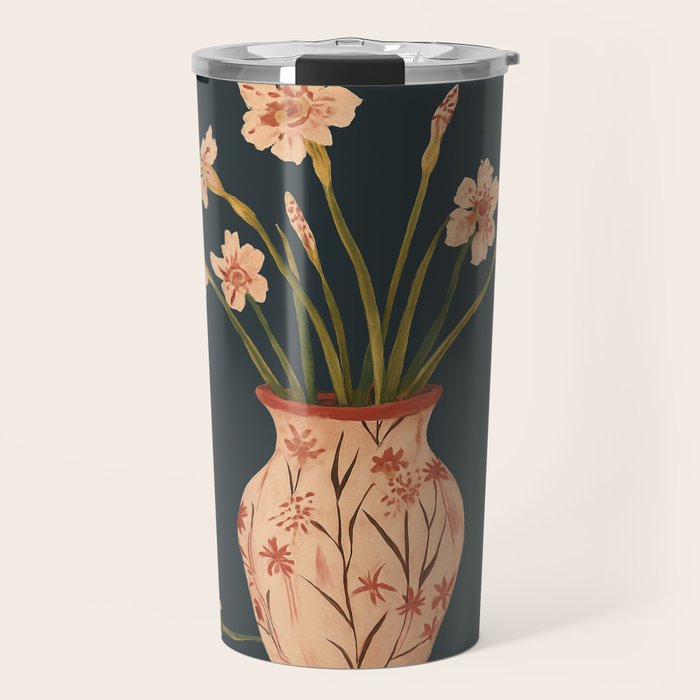 Blush Blooms in Painted Vase Travel Mug Gallery Image 1