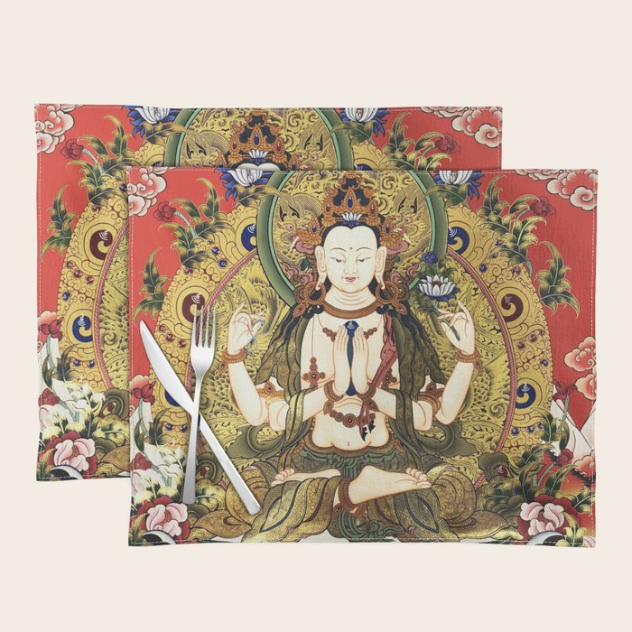Chenrezig Bodhisattva Tibetan Buddha Placemat Gallery Image 1