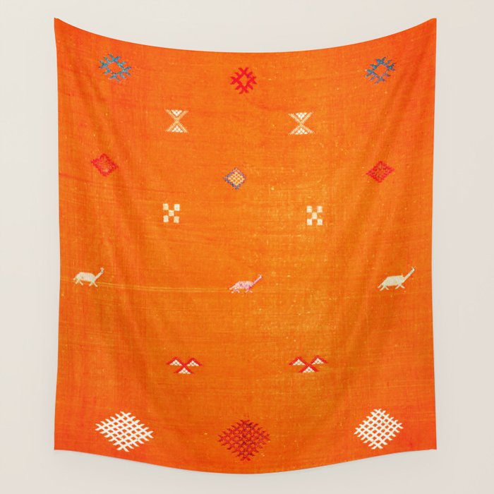 Orange Oriental Traditional Creative Berber Moroccan Fabric Style Wall Tapestry Gallery Image 4