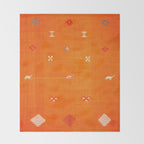 Orange Oriental Traditional Creative Berber Moroccan Fabric Style Throw Blanket Gallery Image 2