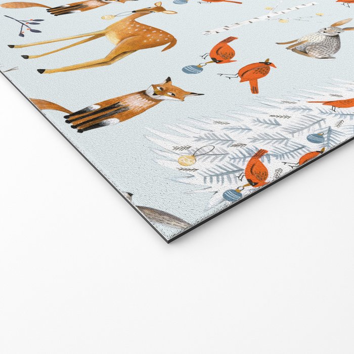 Cute woodland animals winter snow tree Welcome Mat Gallery Image 2