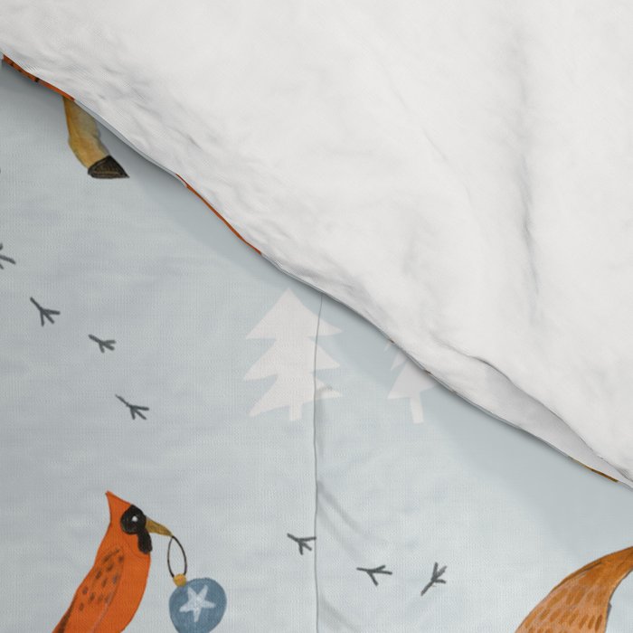 Cute woodland animals winter snow tree Comforter Gallery Image 4