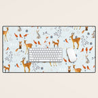 Cute woodland animals winter snow tree Desk Mat Gallery Image 1