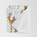 Cute woodland animals winter snow tree Throw Blanket Gallery Image 3