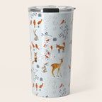 Cute woodland animals winter snow tree Travel Mug Gallery Image 1