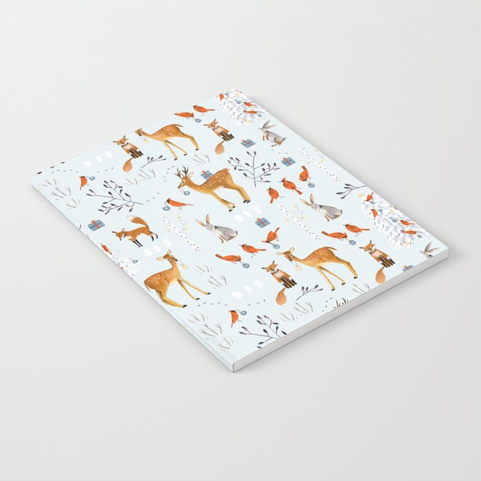 Cute woodland animals winter snow tree Notebook Gallery Image 2