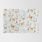 Cute woodland animals winter snow tree Rug Gallery Image 2