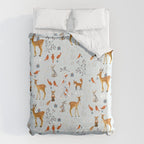 Cute woodland animals winter snow tree Duvet Cover Gallery Image 6