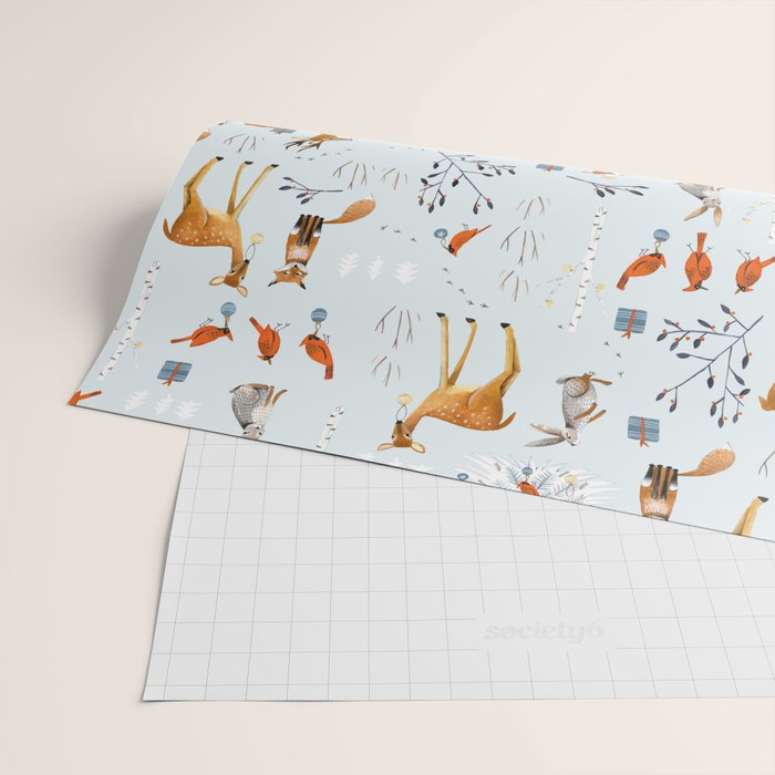 Cute woodland animals winter snow tree Wrapping Paper Gallery Image 2
