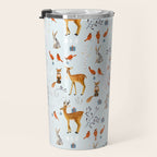 Cute woodland animals winter snow tree Travel Mug Gallery Image 3