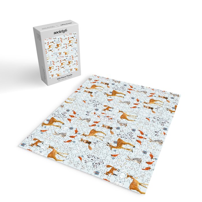 Cute woodland animals winter snow tree Jigsaw Puzzle Gallery Image 2
